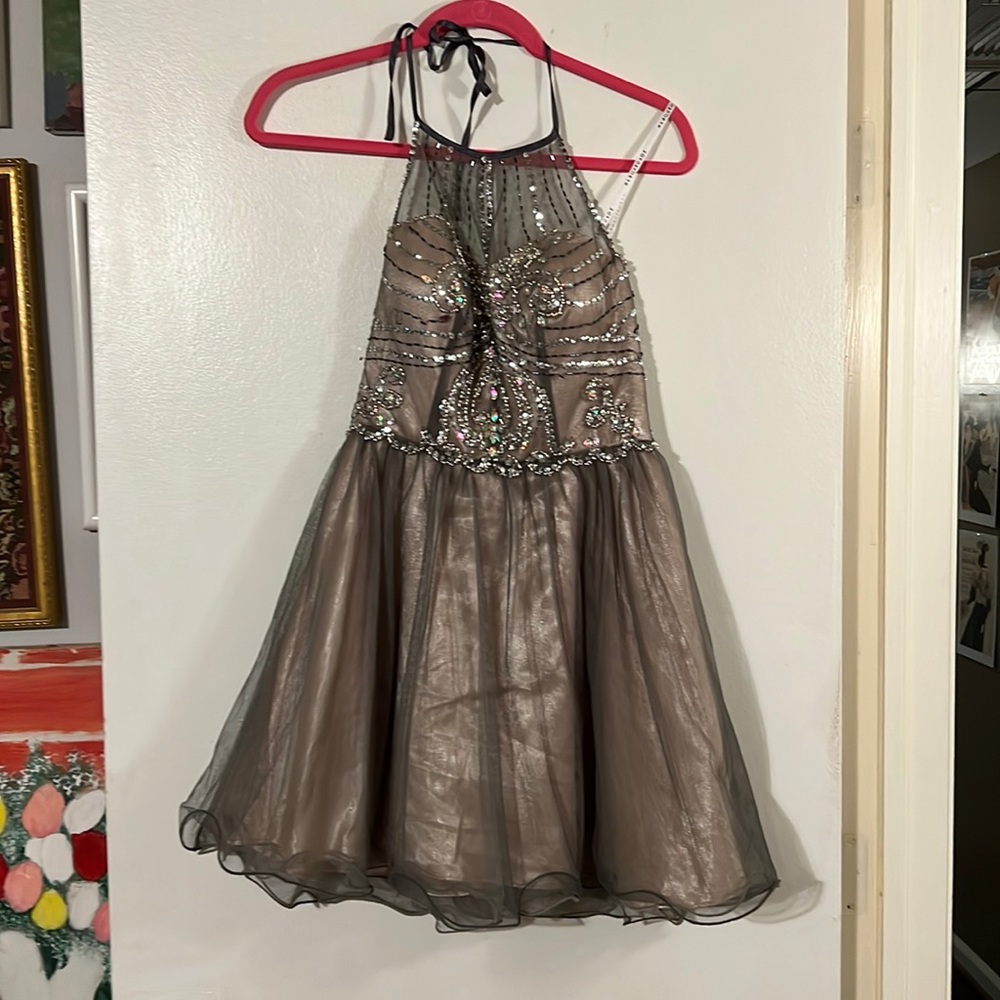 Masquerade gorgeous short beaded halter dress